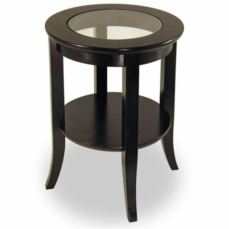 DOBA-BNT Round End Table with Glass Top - Espresso - 18.5in.W x 18.5in.D x 22.5in.H SA3941215